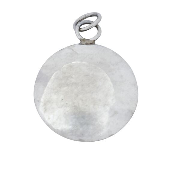 Round Disk With Hand Stamped Pendant | Vintage Sterling Silver 925 Charm - Picture 3 of 6